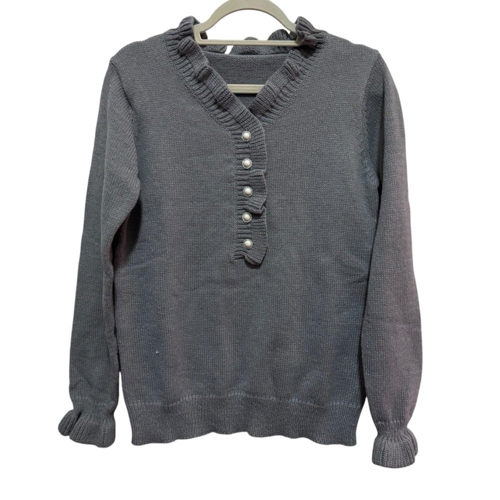 Gray sweater with from 1/4 button - size M